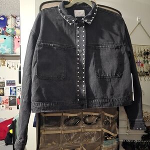 love, Fire Black Studded Jean Jacket